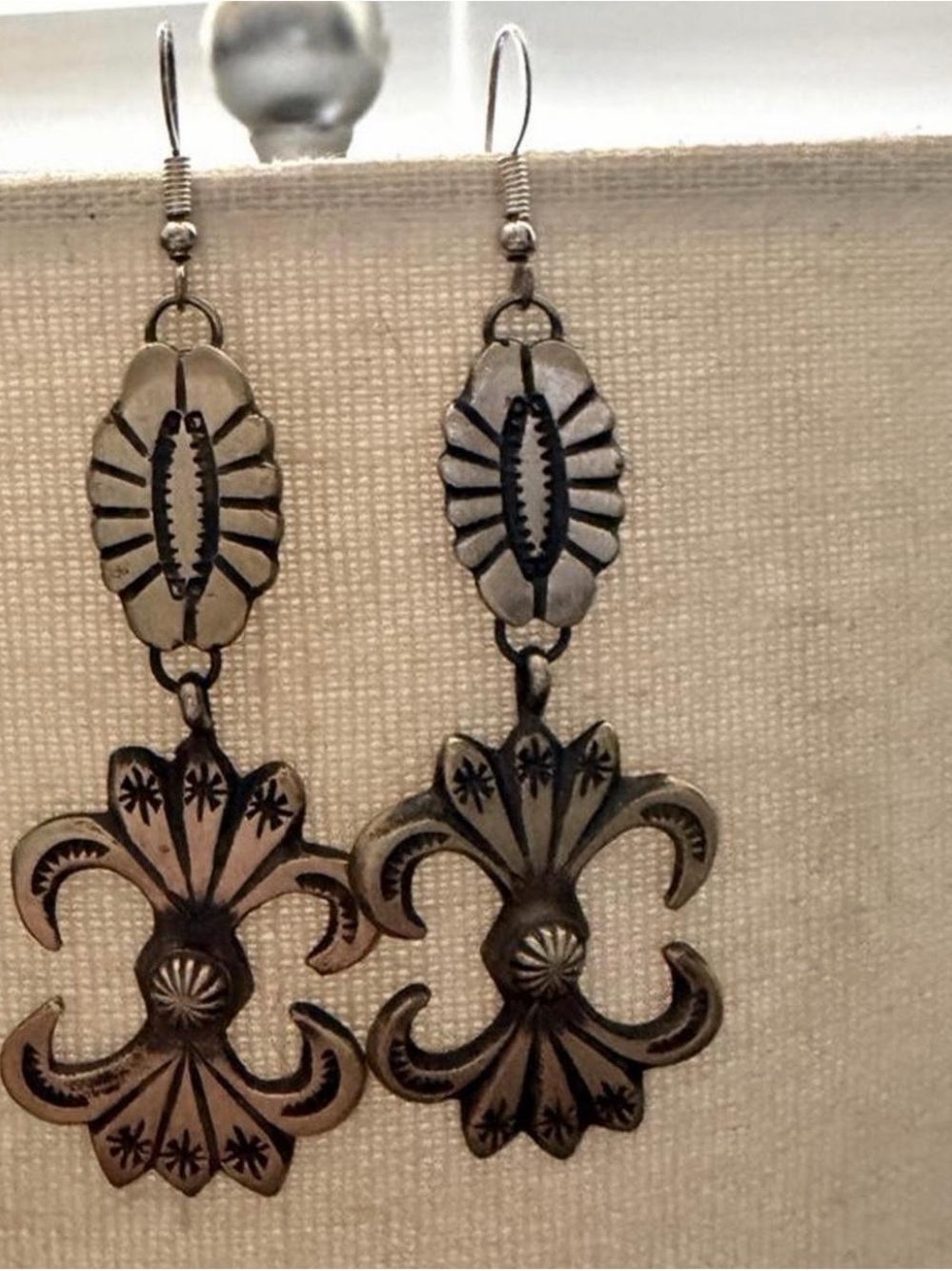 Accessorize Fleur-de-Lis Metal Drop Earrings in Antique Silver